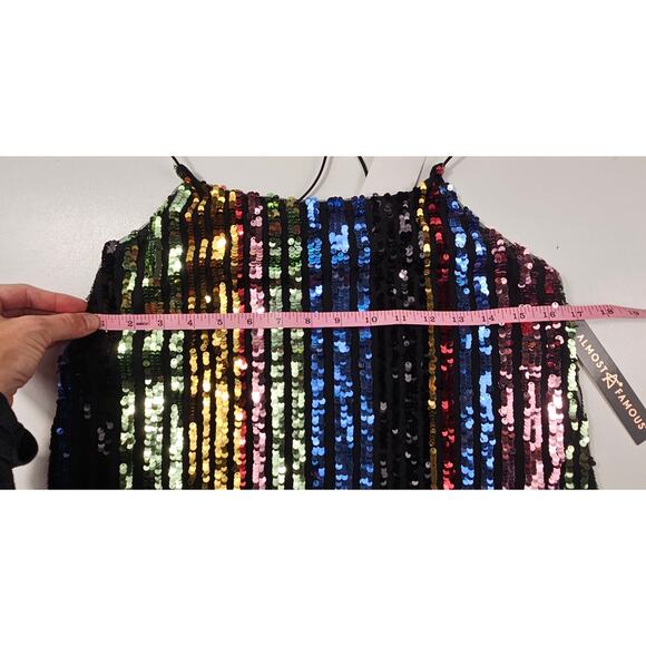 NWT almost famous y2k glam rainbow sequin celebration new years tank top sz M - Picture 7 of 8